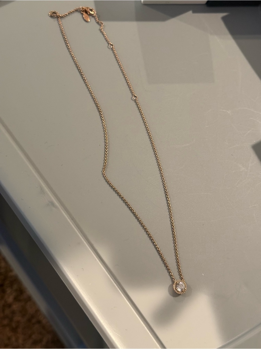 Pandora Rose Gold Necklace with Clear Crystal Pendant